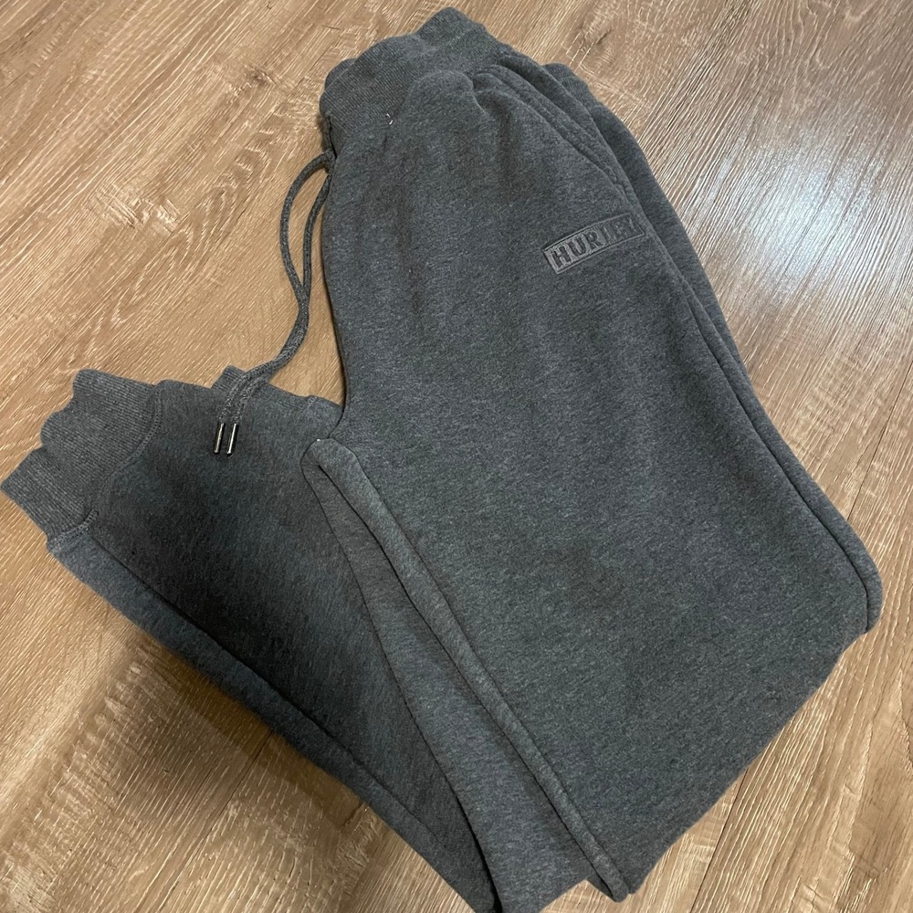 Hurley Mens Joggers Size M Gray Cotton Polyester Fleece Relaxed Fit Sweatpants
